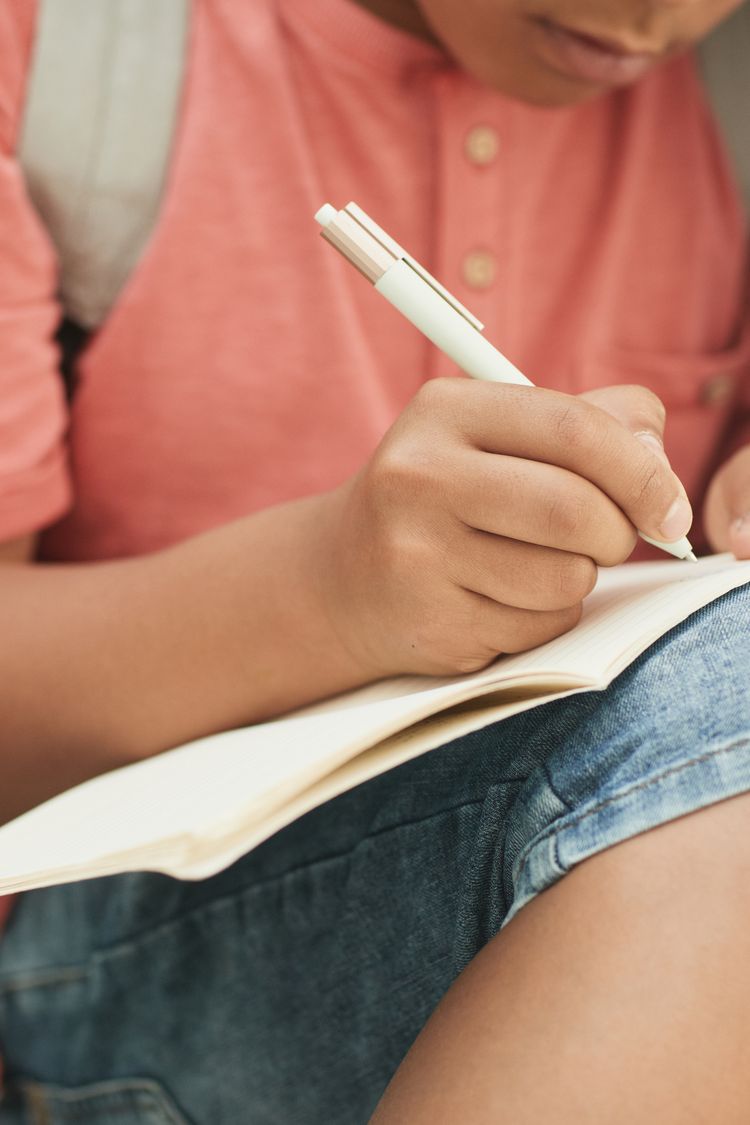 Illustrative image: reflective writing in a personal journal.